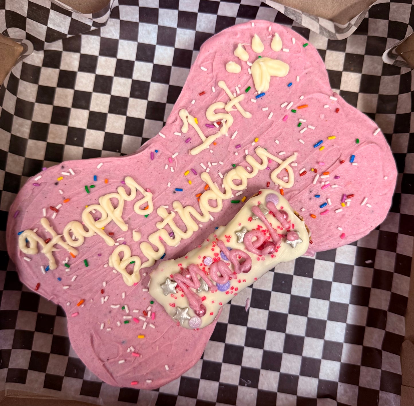 Gâteau d'anniversaire pour chien en forme d'os (Veuillez commander une semaine à l'avance)