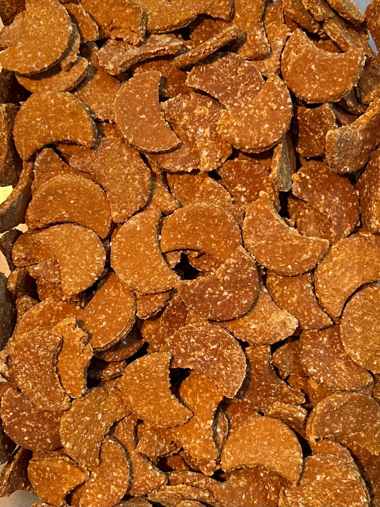 Close-up of peanut butter pet treats with a blurred background