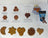 Dog treats in various shapes and flavors on a display card with branding information.