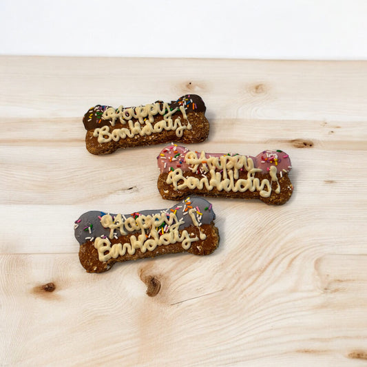Dog Birthday Happy Barkday OR Happy Gotcha Day SMALL Bone Wheat-Free