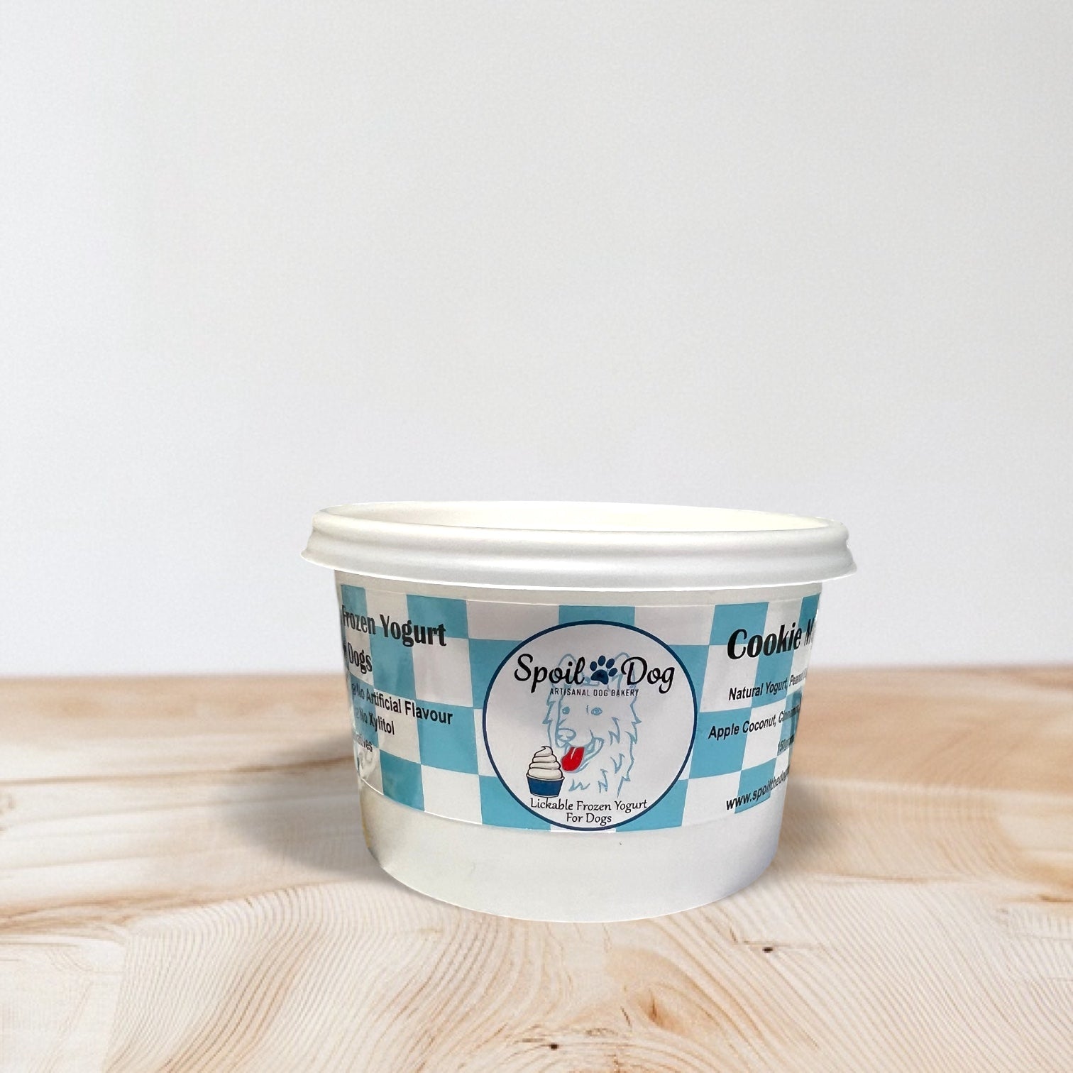 One container of Cookie Monster flavour Lickable Frozen Yogurt.