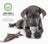 Puppy playing with a toy, with text about non-toxicity and pet safety.